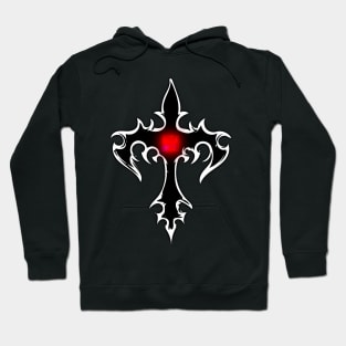 Cross Goth Black Ruby Red Hoodie